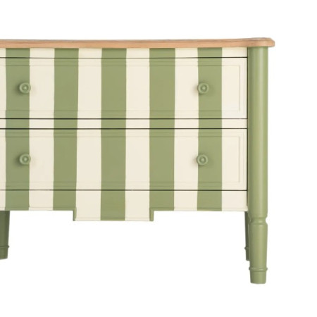 Petite commode verte et crème rayée 2...