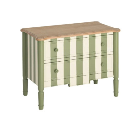 Petite commode verte et crème rayée 2...