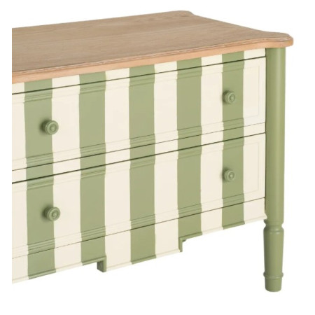Petite commode verte et crème rayée 2...