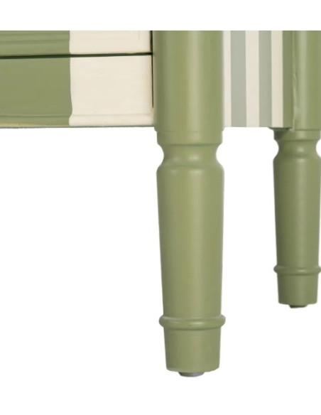 Petite commode verte et crème rayée 2 tiroirs 80 cm