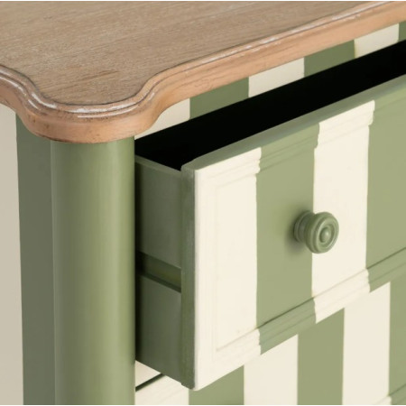 Petite commode verte et crème rayée 2...