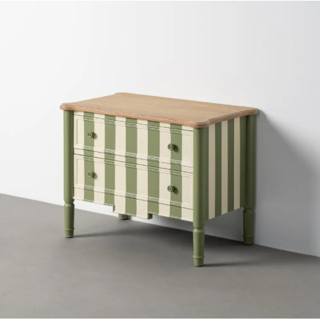 Petite commode verte et crème rayée 2...
