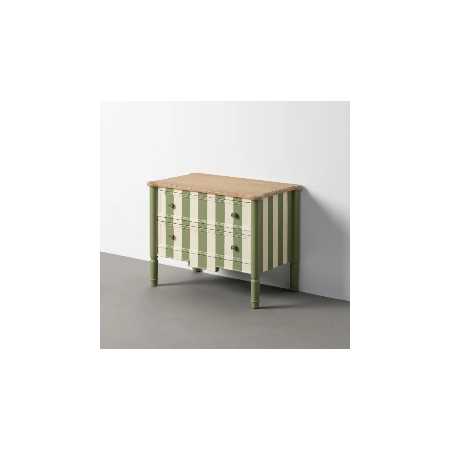 Petite commode verte et crème rayée 2...