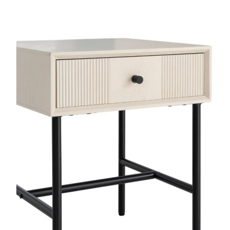 Table de Chevet Crème Cannelée avec...