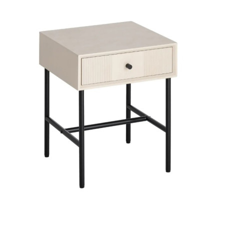 Table de Chevet Crème Cannelée avec...
