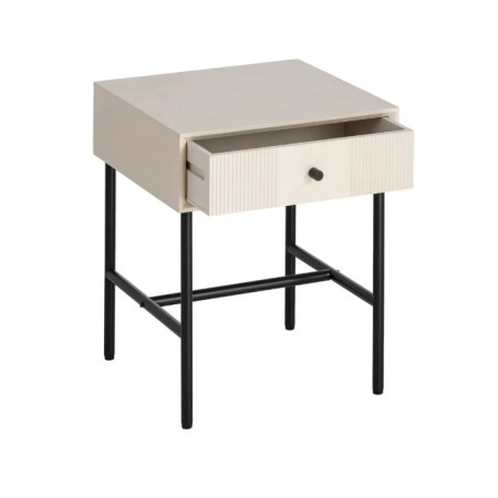 Table de Chevet Crème Cannelée avec...