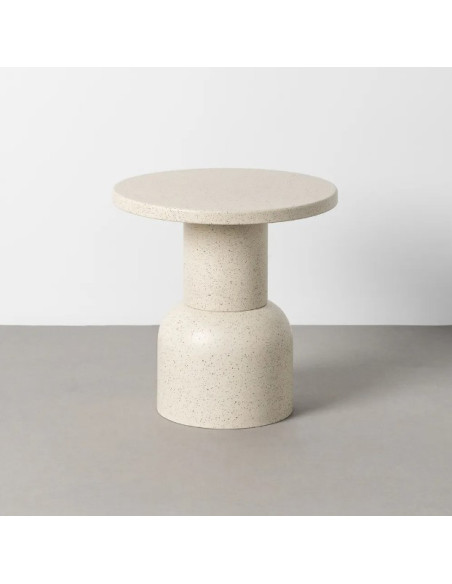 Table d'Appoint Ronde Blanche en Métal – 2 Tailles