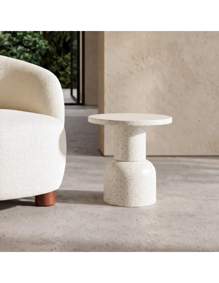 Table d'Appoint Ronde Blanche en Métal – 2 Tailles