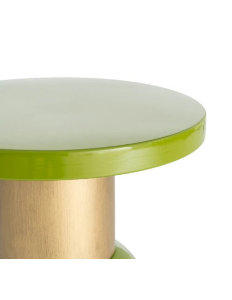 Table d'Appoint Ronde Verte et Dorée en Métal – 2 Tailles