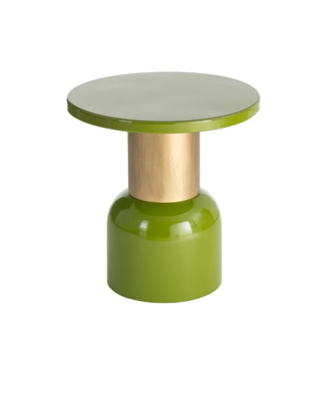 Table d'Appoint Ronde Verte et Dorée en Métal – 2 Tailles
