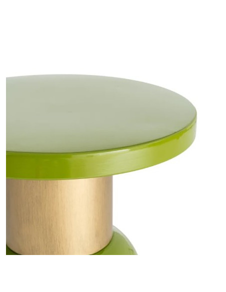 Table d'Appoint Ronde Verte et Dorée en Métal – 2 Tailles