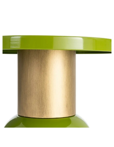 Table d'Appoint Ronde Verte et Dorée en Métal – 2 Tailles
