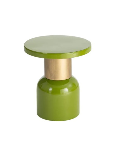 Table d'Appoint Ronde Verte et Dorée en Métal – 2 Tailles