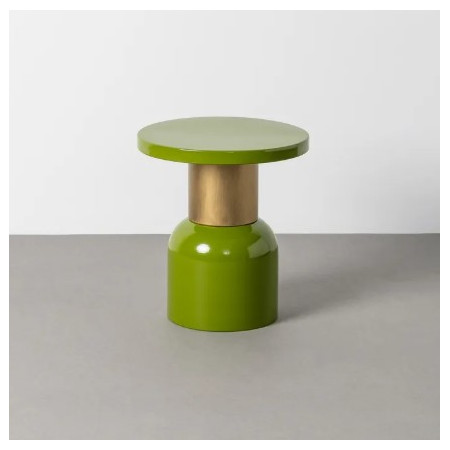 Table d'Appoint Ronde Verte et Dorée...