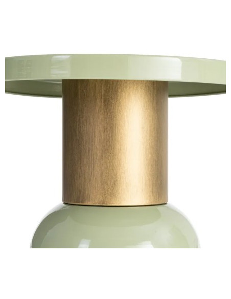 Table d'Appoint Ronde Vert Sauge et Dorée en Métal – 2 Tailles