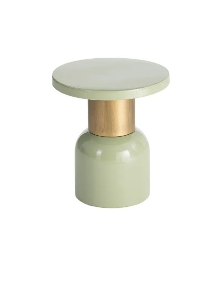 Table d'Appoint Ronde Vert Sauge et Dorée en Métal – 2 Tailles