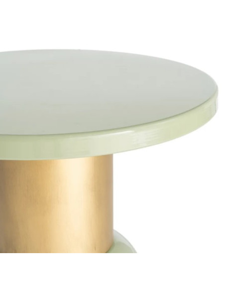 Table d'Appoint Ronde Vert Sauge et Dorée en Métal – 2 Tailles