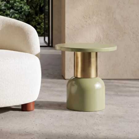 Table d'Appoint Ronde Vert Sauge et...