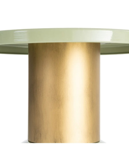 Table d'Appoint Ronde Vert Sauge et Dorée en Métal – 2 Tailles