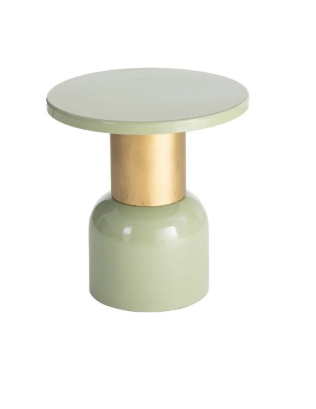 Table d'Appoint Ronde Vert Sauge et Dorée en Métal – 2 Tailles