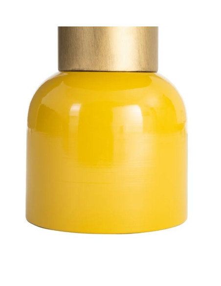 Table d'Appoint Ronde Jaune Moutarde et Dorée en Métal – 2 Tailles
