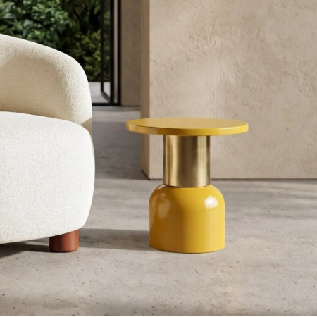 Table d'Appoint Ronde Jaune Moutarde...