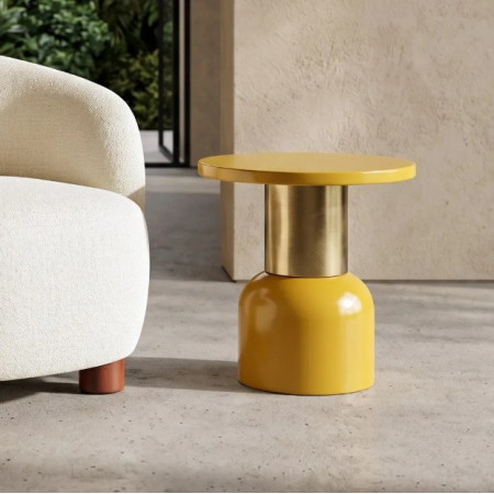 Table d'Appoint Ronde Jaune Moutarde...