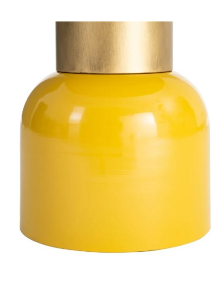 Table d'Appoint Ronde Jaune Moutarde et Dorée en Métal – 2 Tailles