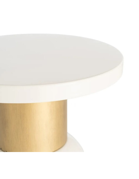 Table d'Appoint Ronde Blanche et Dorée en Métal – 2 Tailles