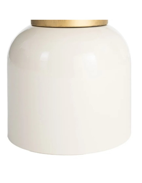 Table d'Appoint Ronde Blanche et Dorée en Métal – 2 Tailles