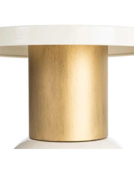 Table d'Appoint Ronde Blanche et Dorée en Métal – 2 Tailles