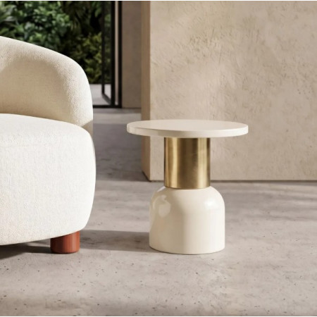 Table d'Appoint Ronde Blanche et...