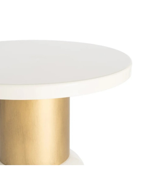 Table d'Appoint Ronde Blanche et Dorée en Métal – 2 Tailles