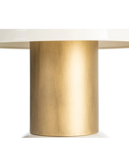 Table d'Appoint Ronde Blanche et Dorée en Métal – 2 Tailles
