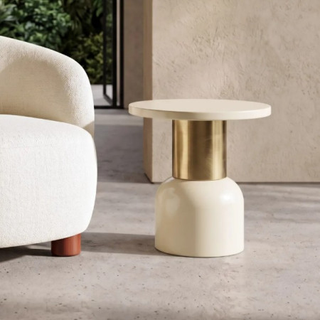 Table d'Appoint Ronde Blanche et...