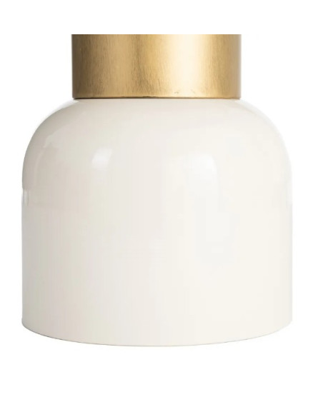 Table d'Appoint Ronde Blanche et Dorée en Métal – 2 Tailles