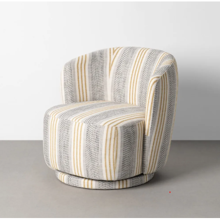 Fauteuil Pivotant en Tissu Rayé Gris...