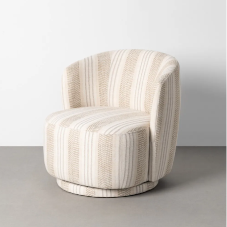 Fauteuil Pivotant en Tissu Rayé Beige...