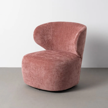 Fauteuil Pivotant Rose en Tissu –...