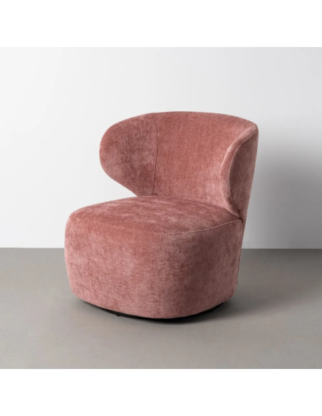 Fauteuil Pivotant Rose en Tissu – Design Arrondi