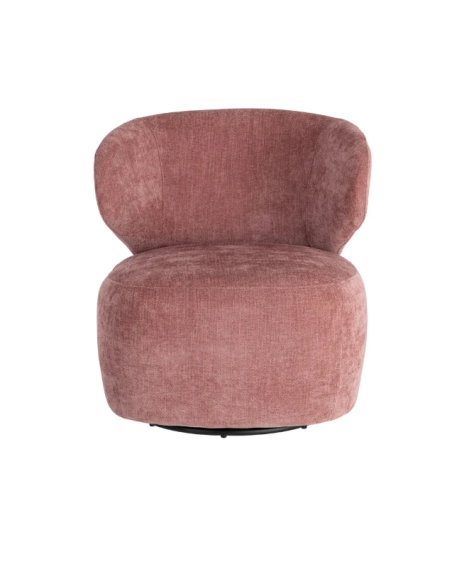 Fauteuil Pivotant Rose en Tissu – Design Arrondi