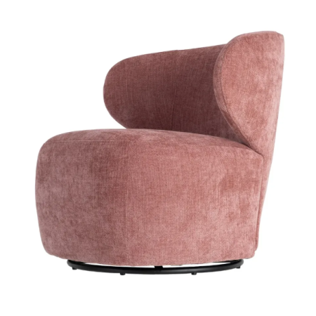 Fauteuil Pivotant Rose en Tissu –...