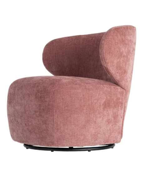 Fauteuil Pivotant Rose en Tissu – Design Arrondi