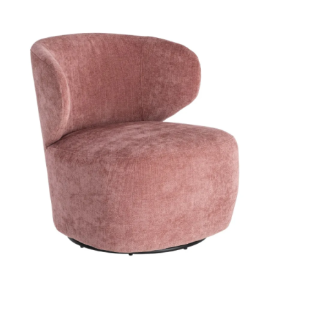 Fauteuil Pivotant Rose en Tissu –...