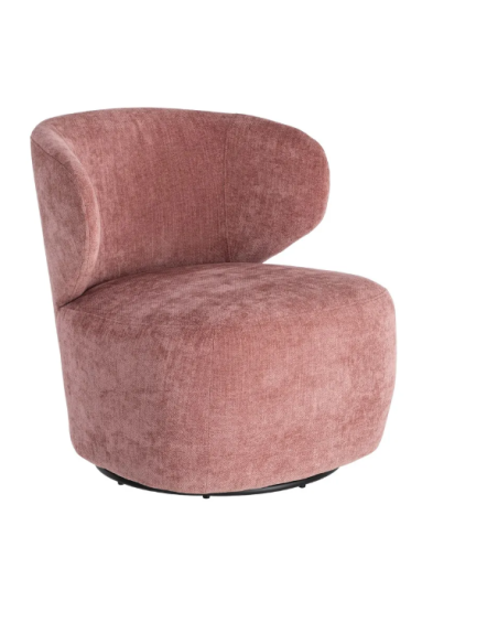 Fauteuil Pivotant Rose en Tissu – Design Arrondi