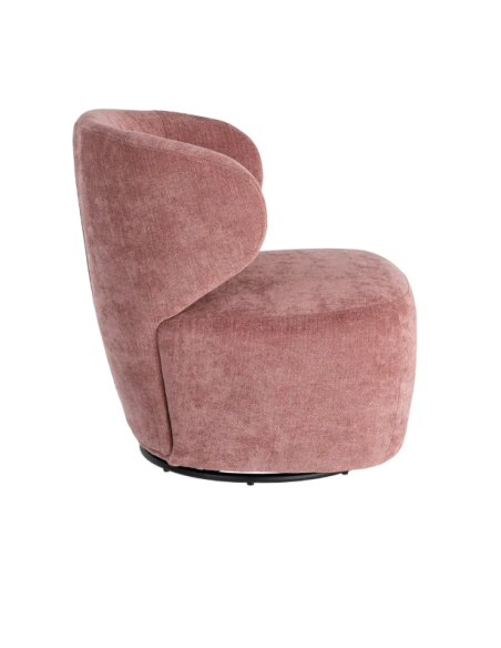 Fauteuil Pivotant Rose en Tissu – Design Arrondi