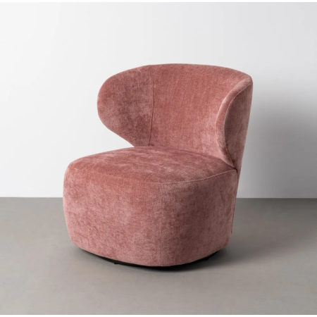 Fauteuil Pivotant Rose en Tissu –...