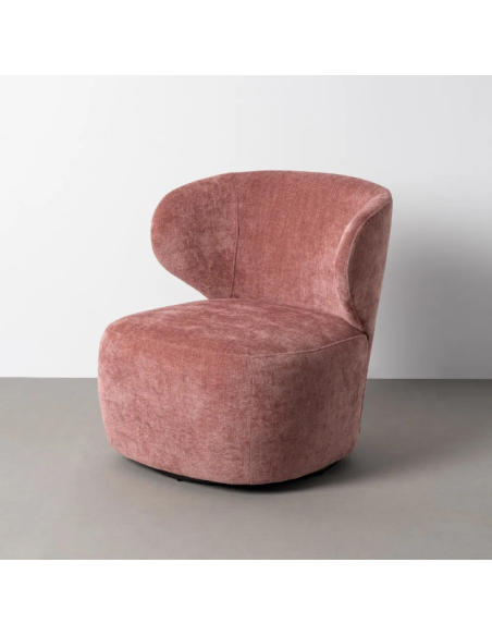 Fauteuil Pivotant Rose en Tissu – Design Arrondi