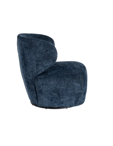 Fauteuil Pivotant Bleu en Tissu – Design Arrondi