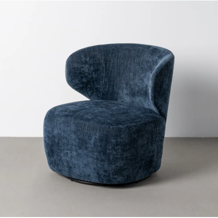 Fauteuil Pivotant Bleu en Tissu –...